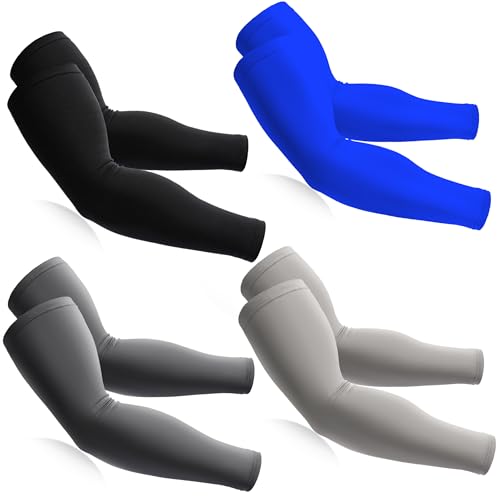 BHYTAKI Cooling Compression Arm Sleeves for Men Women,UPF50 UV Sun Protection Sleeves for Work Sport Tattoo Cover Up - color: 1 Black+1 Dark Gray+1 Light Gray+1 Treasure Blue