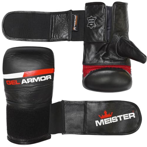 Meister Gel Armor Full-Grain Cowhide Leather Bag Mitts w/Wrist Support (12oz - 16oz) - size: XX-Large (18oz)