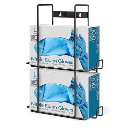 Stock Your Home Black Metal Glove Box Holder Wall Mount for Kitchen, Closet, Lab, Exam, Office, Tissue Shelf - size: 1 Count, style: Double Stack