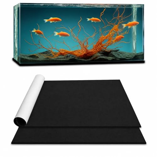 Pangda 1 Pcs 23.6 x 15 Inch Aquarium Fish Self Leveling Mat for Under Tank 5mm Thick Foam Compressible Neoprene Mat with Adhesive Backing Shockproof Waterproof Easy to Cut Stability, Black - size: 23.6 x 15 Inch