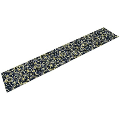 Moon Phase Floral Table Runner,Boho Moonlit Garden Flower Witchy Gothic Hippie Kitchen Table Decoration for Holiday Party Study Living Bedroom Dresser Cabin Cafe Wedding Decor 13×60in