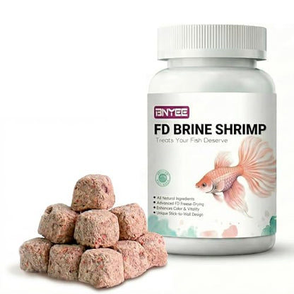 Brine Shrimp Cubes All Natural Tropical Fish Food for Small to Medium Sized Saltwater & Freshwater Fish - Betta Guppy Discus Cichlids Discus Goldfish Angel Fish