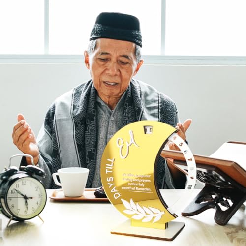 Ramadan Countdown Calendar, Rotatable 30 Days Til Eid, Eid Mubarak Advent Countdown Calendar Rotate Moon Shaped Eid Calendar for islamic Home Party Decorations : Home & Kitchen