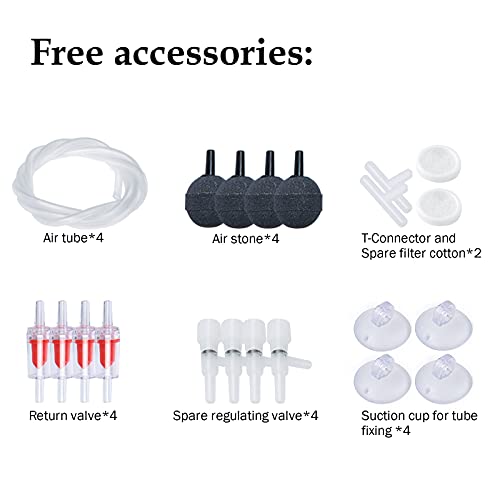 4W/5W/8W Aquarium Corded Electric Air Pump, 96GPH/160GPH/256GPH Dual Outlets 4 Outlets Oxygen Pump, Ultra Quiet Aquarium Bubbler for up to 300 Gallon Fish and Turtle Tank