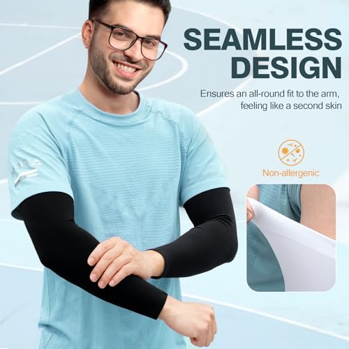 2 Pairs UV Protection Cooling Arm Sleeves Compression Sun Sleeves for Men Women Youth, Tattoo Cover Up, UPF 50 - color: 2 Pairs: 1 Pair Dark Gray & 1 Pair Light Gray