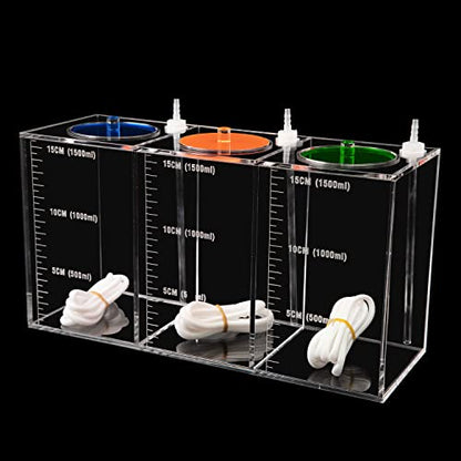 Aquarium Choice dosing Container dosing Liquid Container Storage Bucket Dosing Pump Reservoir Container with Three Separate Storage Rooms - size: 12.5*4.25*6.5 Inch;4500ml(Red Blue Green)