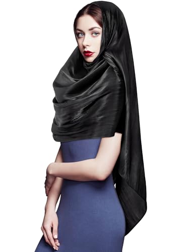 Geyoga 여성용 스카프 숄 및 랩 이브닝 드레스 패션 스카프 웨딩 신부 들러리 선물 - color: 블랙.