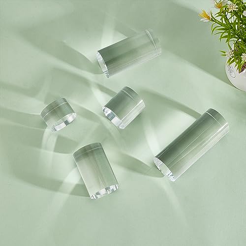 BENECREAT 5Pcs Clear Acrylic Display Block 1/1.6/2.4/3.2/4 Inch Round Cylinder Solid Display Pedestal Stand for Jewelry Gem Display Pop Figures Cosmetic Showing - color: Clear Round