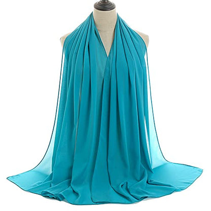 YOUR SMILE for Women Lightweight Breathable Solid Color Soft Chiffon Long Fashion Scarves Sun-proof Shawls Wrap - color: Teal