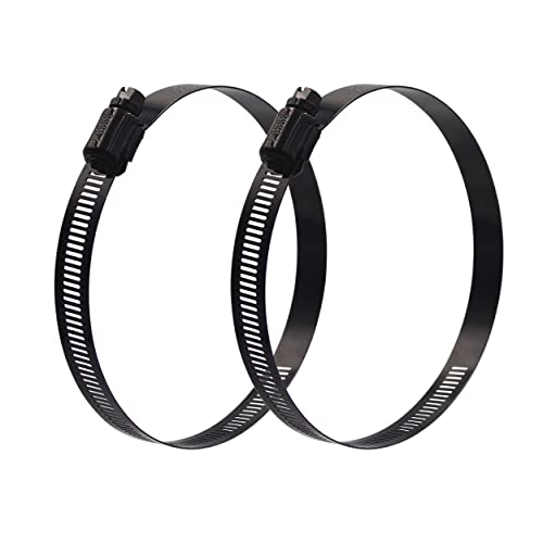 ISPINNER 2pcs 10 Inch Stainless Steel Adjustable 241-267mm Size Range Worm Gear Hose Clamp, Fuel Line Clamp for Plumbing, Automotive and Mechanical Application (Black) - size: 10 Inch