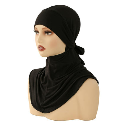 Yeieeo Adjustable Instant Hijab, Full Neck Coverage Breathable Jersey Headscarf for Muslim Women - color: Black