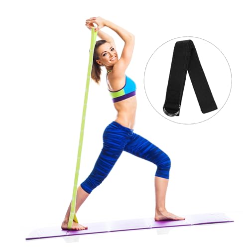 Yoga Stretching Belt Workout Fitness Gymnastic Rack Exerciser Straps Grip Mats Stretching Strap Door - color: Black