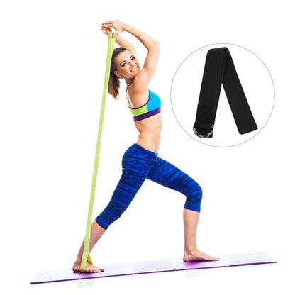 Yoga Stretching Belt Workout Fitness Gymnastic Rack Exerciser Straps Grip Mats Stretching Strap Door - color: Black