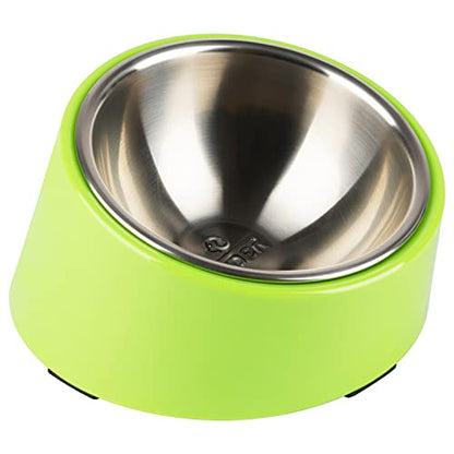 SUPERDESIGN Anti-Vomiting 15° Slanted Pet Bowl, S/0.5 M/1 Cup Green | 15° Tilted, Anti-Vomit & Neck Relief, Non-Slip Base, Detachable Stainless Steel Liner, Dishwasher Safe, for Cats & Dogs - color: Light Green, size: M/1 Cup