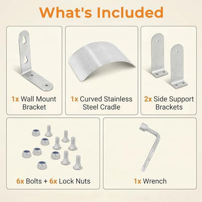 Gardzen 304 Stainless Steel Garden Hose Holder, Heavy Duty Wall Mounted Hanger, Rust-Resistant Outdoor Storage Rack for Backyard, Fence, Garage & Shed - size: 1 Pack