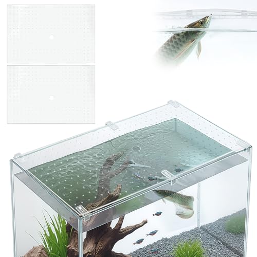 Colingmill 2 Pcs Aquarium Acrylic Fish Tank Lid Covers for 70/75/90/110 Gallon, 48 X18 Glass Cuttable Canopy Top Net, Anti-Jump Net with Clips (Each 22.68 x 16.93 x 0.1in) - size: 23 x 17 Inch