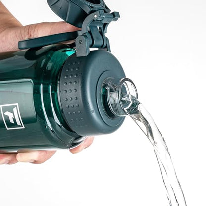 Fanhaw 32 oz Clear BPA-Free Tritan Water Bottle with Fast-Flow Spout Lid, BPA-Free & Leak-Proof Wide-Mouth Reusable Bottle for Gym, School & Office, Back to School Essentials (Dark Green) - color: Dark Green