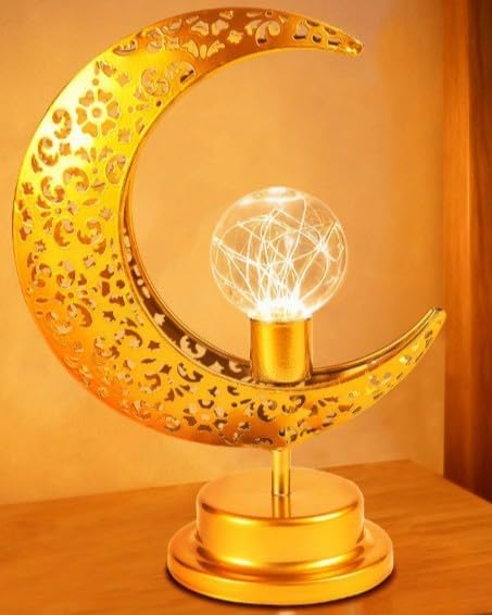 OLEEK Ramadan Decorations Moon lamp - Ramadan Lights for Table - Ramadan Decorations for Home 2026 - Ramadan Gifts for Kids Ramadan Lanterns - Ramadan Decor Moon and Star Lamp - Crescent Moon lamp - style: Moon 30% OFF