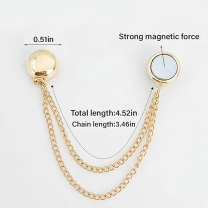 4 Pack Multi-Function Magnetic Clothing Clips, Magnetic Strength Buttons Powerful Hijab Magnets Chain Multi-Purpose Pinless Brooch for Cardigan Shawl Clothing Accessories Cuff Hem (Gold) - color: Gold