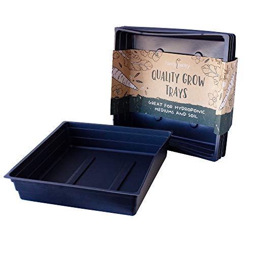 Handy Pantry 10-Pack 1010 Garden Growing Trays Without Drain Holes | 10" x 10" Plastic Plant Trays - Wheatgrass Sprouting Tray, Microgreens Seed Tray, Hydroponic Trays, Nursery Flats - style: Without drain holes