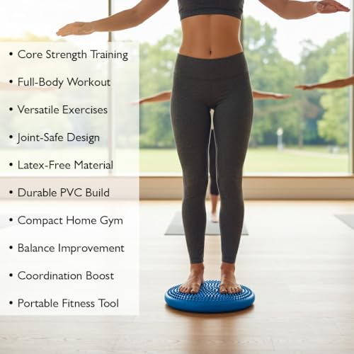 Ultimate Versatile 13" Latex-Free PVC Balance Disc Core Strengthening Tool for Home Gym, Fitness, Stability Training - Joint-Friendly Exercise Aid for Toning Muscles & Enhancing Workouts