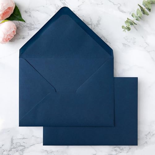 PONATIA 50 Pack A7 Envelopes, 5.25 x 7.25'' Navy Blue Envelopes - color: Navy Blue
