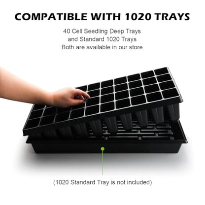 RooTrimmer 10 Pack 40 Cell Seed Starter Trays - Extra Deep 3.9" Plastic Nursery Trays, 20" x 10"，Fits Standard 1020 Flats, for Planting Seedlings, Propagation, Seed Germination and 1020 Flats Inserts - color: Black, size: 40 Cells-10P