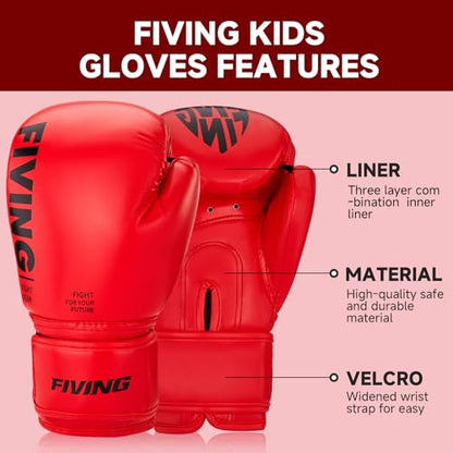 Kids Boxing Gloves, Youth Boxing Training Gloves for Kids Boys and Girls, 4oz & 6oz Fighting Gloves, Punching Bag Kickboxing Thai Mitts MMA Training Sparring Gloves - color: Red, size: 6oz