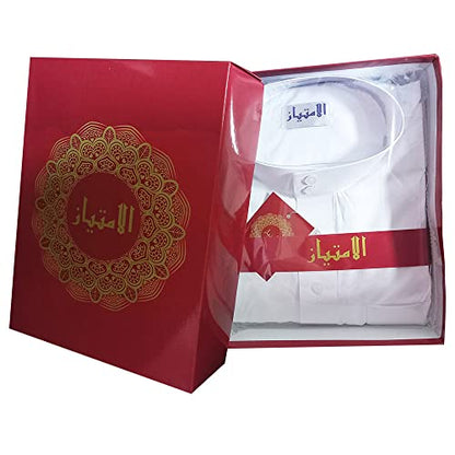 Traditional Dishdasha – Mens Saudi Style Thobe Classic - Full Length Long Sleeve Islamic Thobe - White - size: Small