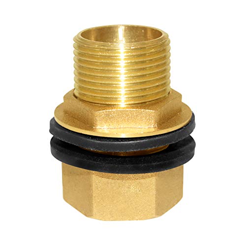 Hooshing Brass Bulkhead Fitting 3/4“ Male x 3/4" Female Thread Water Tank Connector for Rain Barrels, Aquariums, Tubs, Pools - size: 3/4 Inch