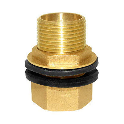Hooshing Brass Bulkhead Fitting 3/4“ Male x 3/4" Female Thread Water Tank Connector for Rain Barrels, Aquariums, Tubs, Pools - size: 3/4 Inch