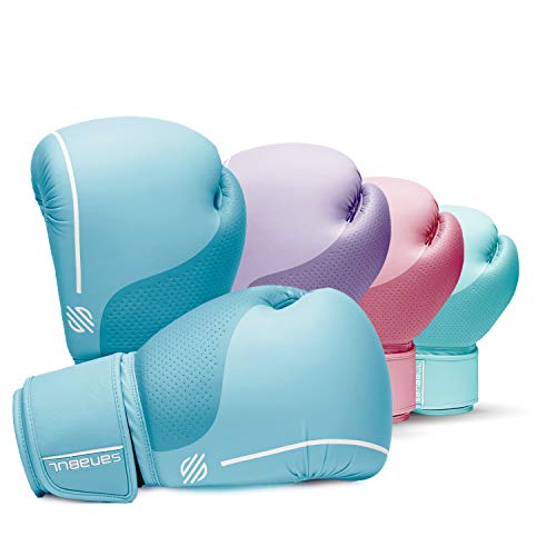 Sanabul Easter Egg Boxing Gloves for Women, Pro Training MMA Kickboxing Muay Thai Gloves, Sparring Punching Heavy Bag - color: Ice Blue, size: 8 oz