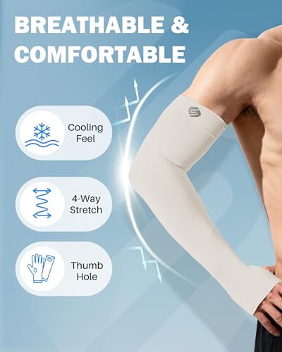 Arm Sleeves for Men Women UV Sun Protection Compression Arm Warmer Tattoo Cover Up, Sports Golf Cooling Sleeves - color: 5 Pairs: Black, White,light Blue,light Gray,light Pink
