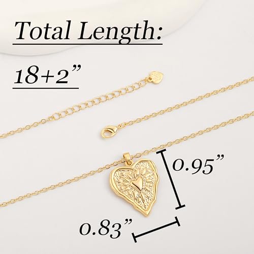 POTESSA 18K Gold Plated Pendant Necklace Medallion Coin Heart Y Shaped Chain Toggle Necklace for Women Jewelry - color: Gold Heart Medal