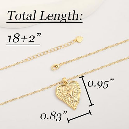 POTESSA 18K Gold Plated Pendant Necklace Medallion Coin Heart Y Shaped Chain Toggle Necklace for Women Jewelry - color: Gold Heart Medal