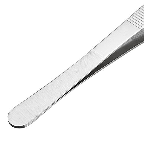 uxcell 10-Inch Stainless Steel Tweezers with Curved Pointed Serrated Tip