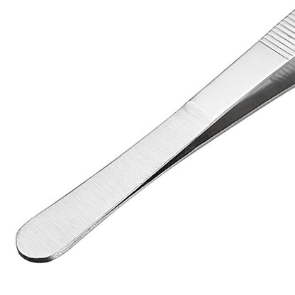uxcell 10-Inch Stainless Steel Tweezers with Curved Pointed Serrated Tip