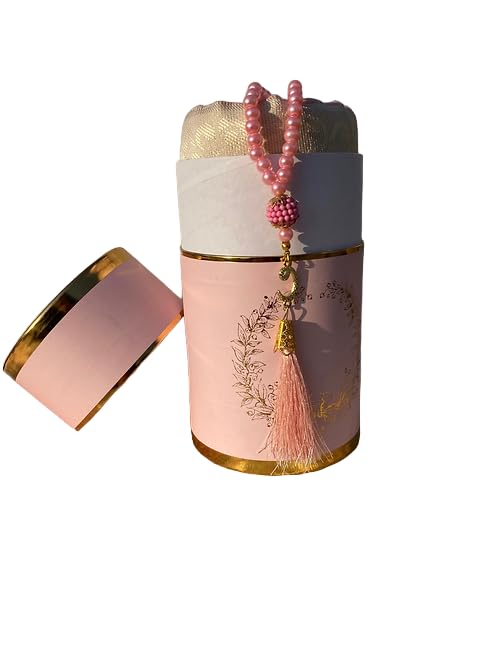 Muslim Prayer Rug Prayer Beads Set Gift Box - Beautiful Multipurpose for Ramadan, Eid, Hajj, Ramzan Mubarak, Allah Unbreakable Islam Bead Praying Counter Islam Multicolor (Pink) - color: Pink