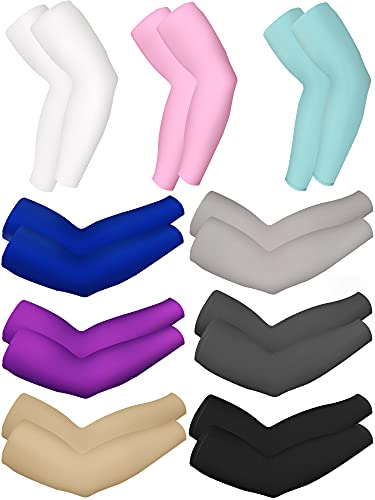 Bememo 9 Pairs UV Protection Sleeves Cooling Sleeves Long Arm Covers Arm Sleeves for Men and Women - color: Classic Colors