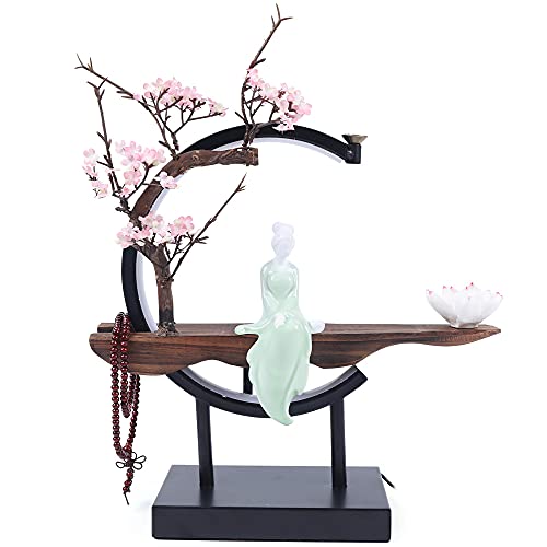 Backflow Incense Holder with LED Light, Chinese Style Ceramic Backflow Incense Burner Perfect for Relaxing or Home Decor (Chinese Style A) - style: Chinese Style A