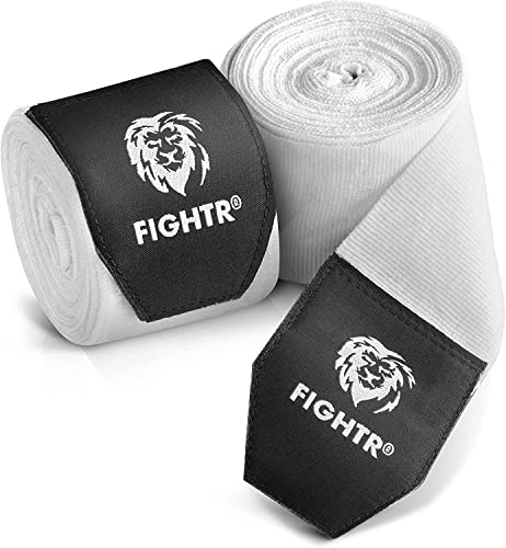 FIGHTR® Boxing Handwraps 160 inches semi-Elastic Hand Wraps with Thumb Loop for Boxing, MMA, Muay Thai & Martial Arts - color: White, size: pair of 160"