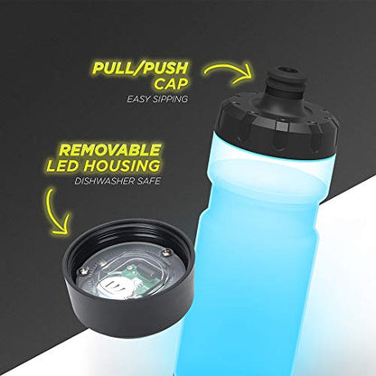 led2O Light-Up Squeeze Sports Water Bottle with Dual-Mode LED Lighting, 20 Ounce (1)
