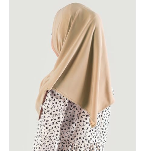 Modefa Islamic Girl Child Practical Amira Hijab Two Piece Muslim Scarf & Bonnet - Instant Easy Hijab - color: Beige
