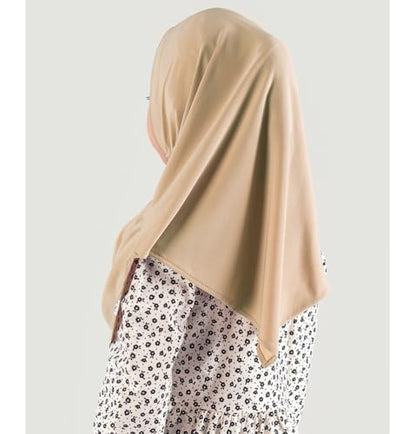 Modefa Islamic Girl Child Practical Amira Hijab Two Piece Muslim Scarf & Bonnet - Instant Easy Hijab - color: Beige