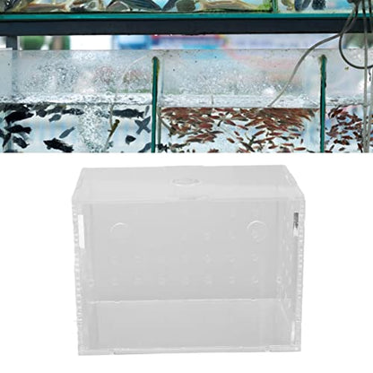 Fish Breeder Box, Aquarium Fish Breeding Box, High Transparency Acrylic Hatchery Incubator with Suction Cups for Baby Fish Shrimp Clownfish Isolation and Rearing (9 * 6 * 7CM) - size: 9*6*7CM