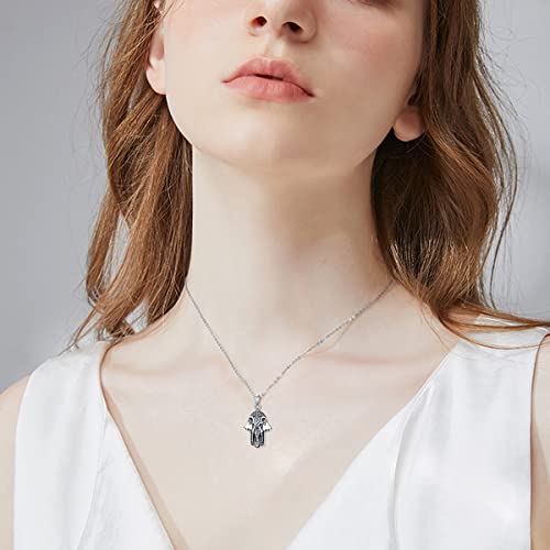 PROESS 925 Sterling Silver Hamsa/Allah Necklace Evil Eye Amulet Jewelry Gifts for Men Women - style: Hamsa Elephant Necklace
