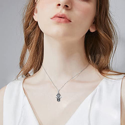 PROESS 925 Sterling Silver Hamsa/Allah Necklace Evil Eye Amulet Jewelry Gifts for Men Women - style: Hamsa Elephant Necklace
