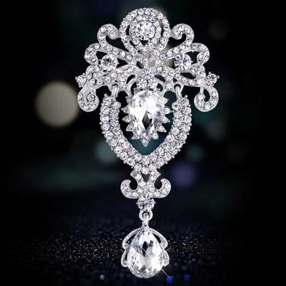 Ezing 4 Pieces Lot Large Big Silver Gold Plated Assorted Crystal Rhinestones Brooch Pins Set - color: B