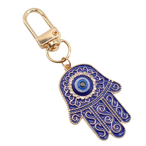 Hamsa Hand Keychain Turkish Evil Eye Key Chain Good Luck Charms Hamsa Ornament for Car Protection Amulet - color: Blue