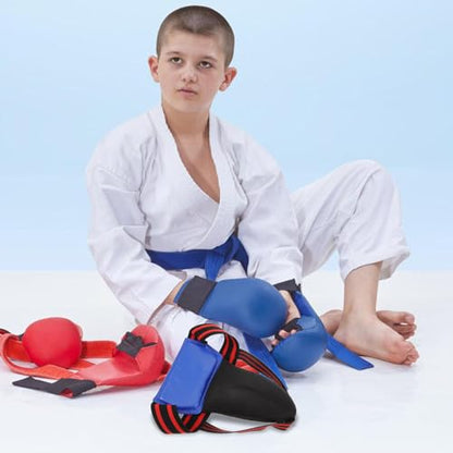 Boxing Groin Protector Blue Shock-Absorbing MMA Cup Guard for Taekwondo Karate Youth Combat Sports Pelvic Protector